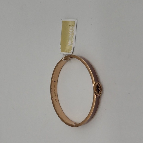 988- MICHAEL Michael Kors Haute Rose Gold Enamel Rose Color Bangle Bracelet NWT - Picture 4 of 9